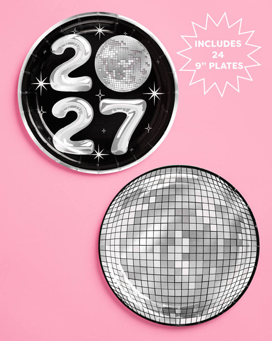 2027 NYE Disco Plates - 10 or 24 paper plates