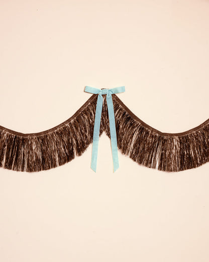 Espresso Bow Banner - fringe + velvet bows