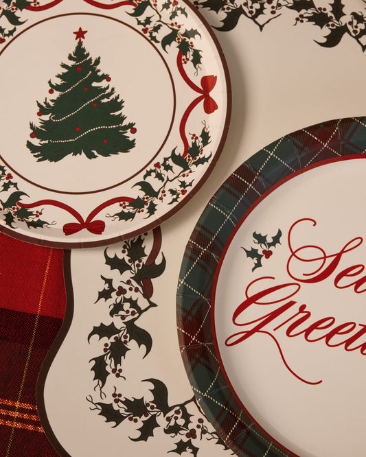 Seasons Greetings Plates - 16 or 32 paper plates