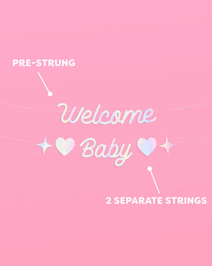 Welcome Baby Banner - iridescent foil banner