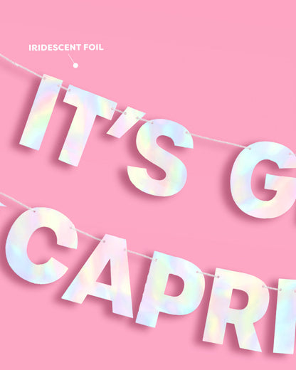 It's Giving Capricorn Banner - iridescent foil banner