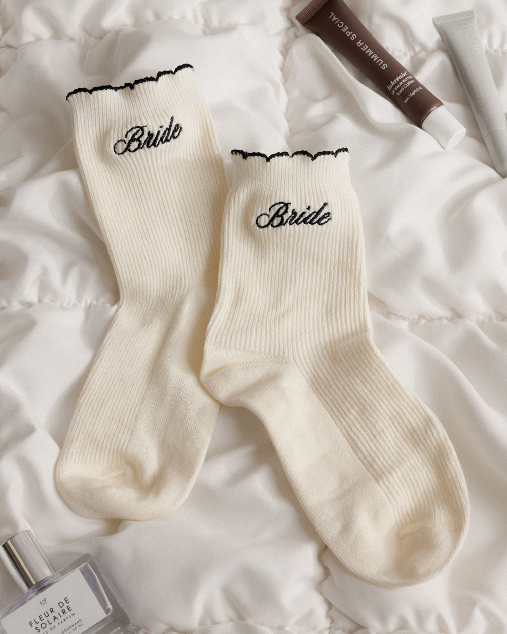 Classic Bride Socks - cream embroidered socks