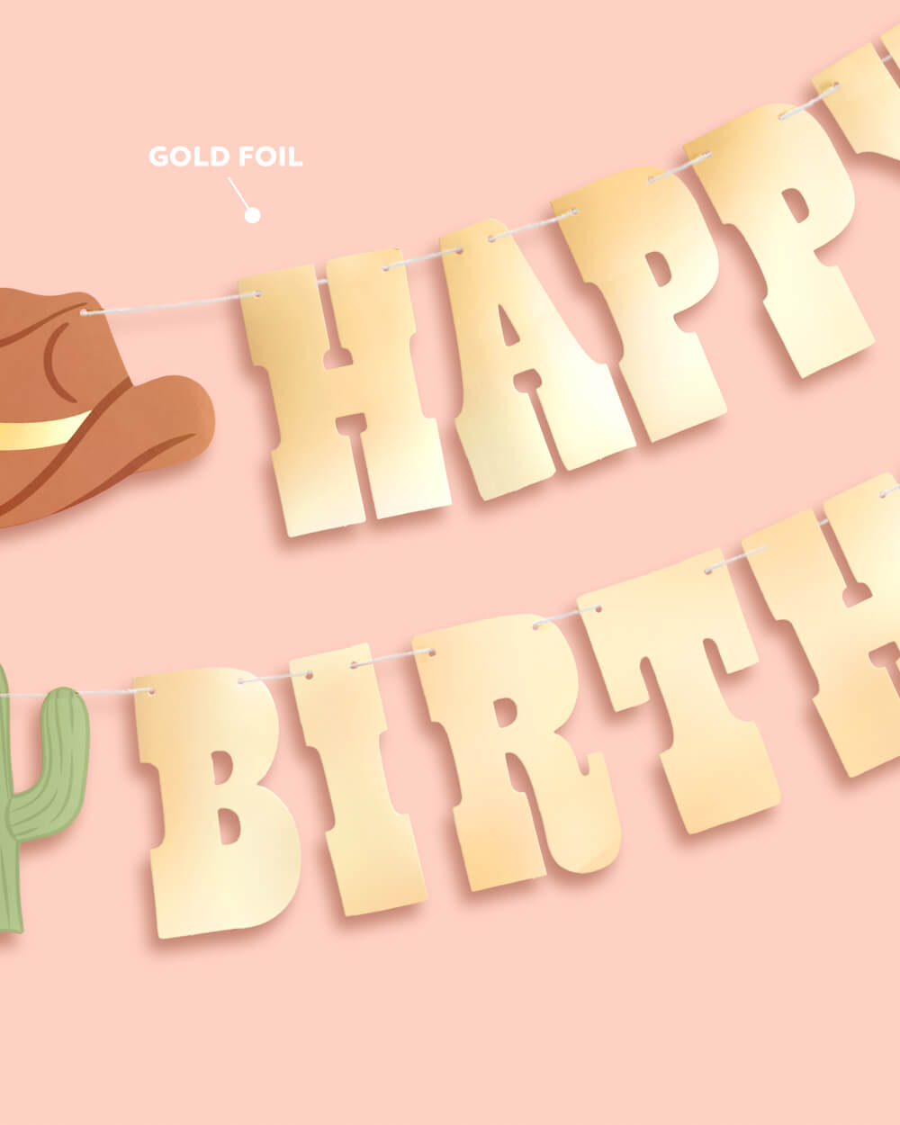 Wild Wild West Banner - gold foil banner