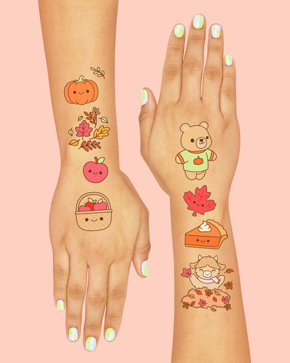 Fall Kawaii Tattoos - 58 temporary tattoos
