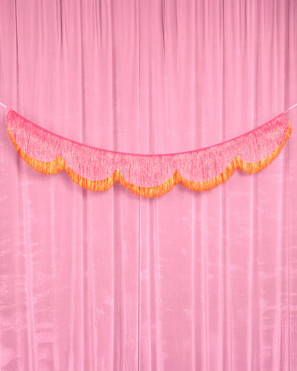 Pink Orange Scallop Fringe - iridescent foil banner