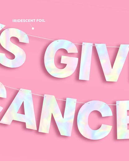 It's Giving Cancer Banner - iridescent foil banner
