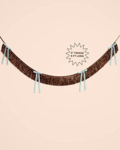 Espresso Bow Banner - fringe + velvet bows