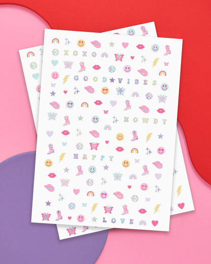 Preppy Nail Stickers - 496 adhesive nail stickers