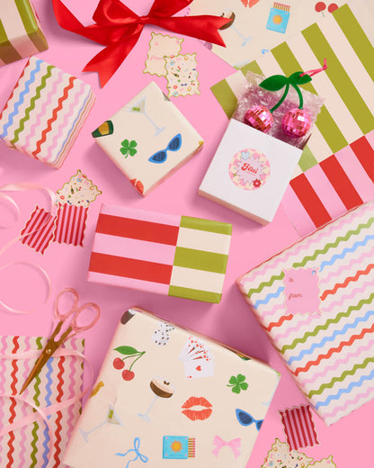 Cute Girl Wrapping Paper - 12 sheets + 16 tags