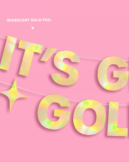 It's Giving Golden Banner - gold foil banner