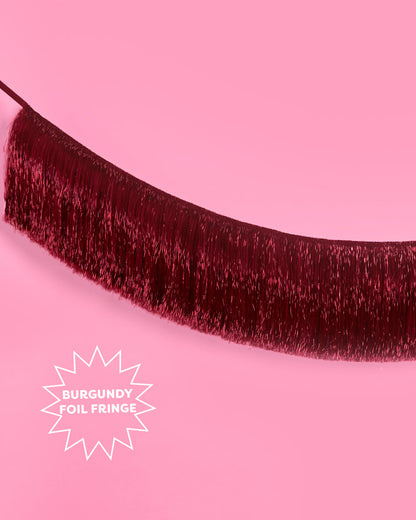 Merlot Fringe - maroon fringe banner