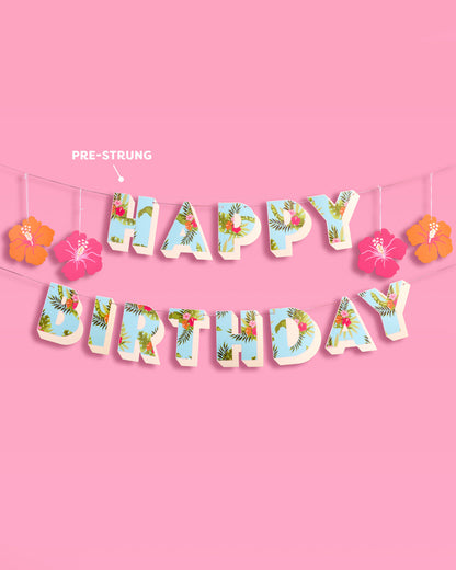 Tropical Birthday Banner - matte colorful banner
