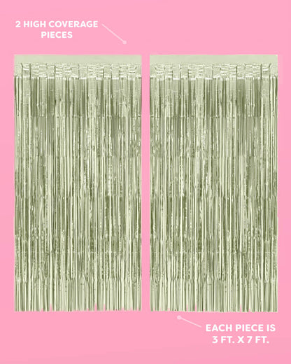 Martini Green Curtain - sage green foil curtain