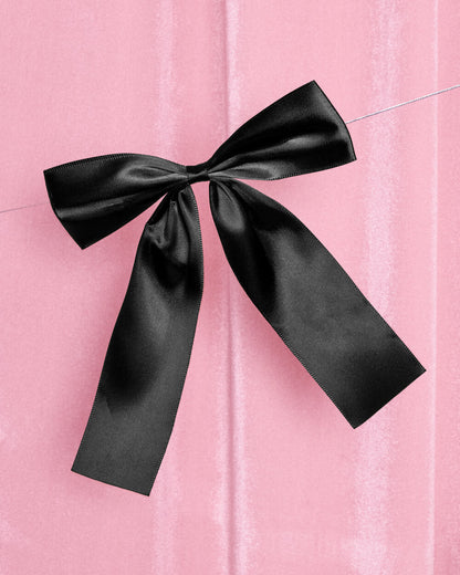 Little Black Bow Banner - black glitter banner