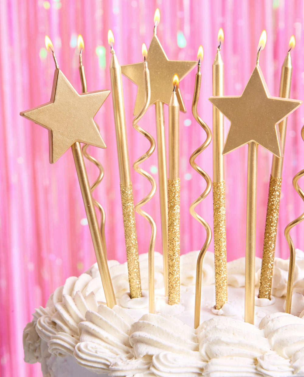 Make a Wish Gold Candles -  14 gold glitter candles