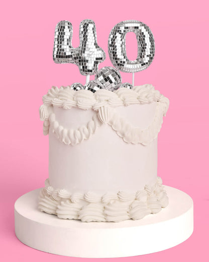 40 Disco Topper - 6 pc mirrored cake toppers