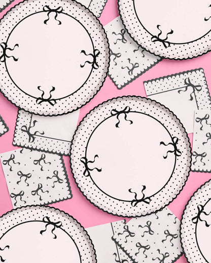Little Black Bow Plates - 25 paper plates