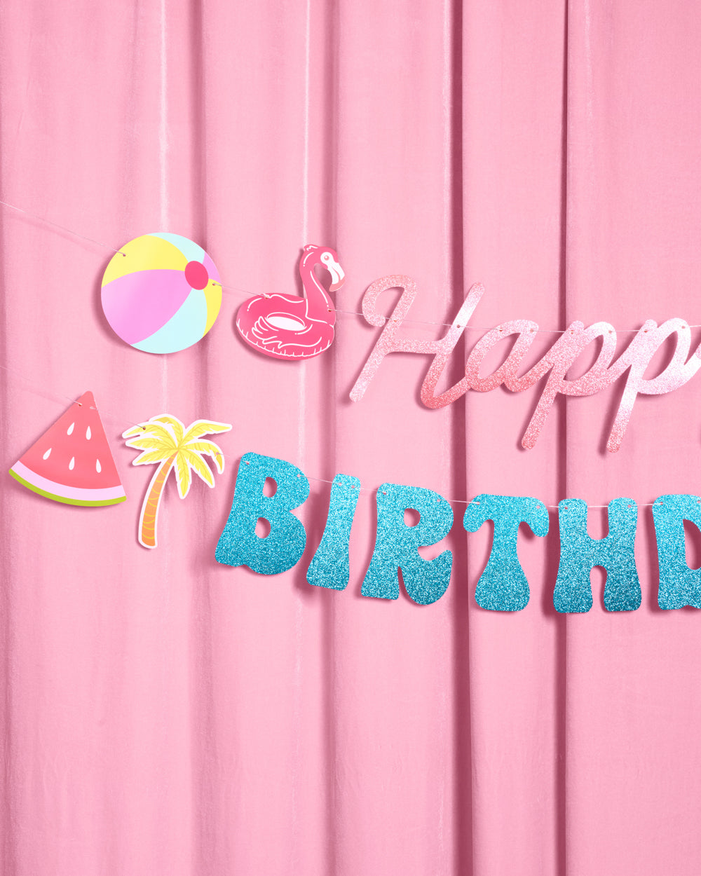 Pool Party Banner - glitter banner + icons