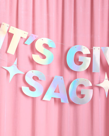 It's Giving Sag Banner - iridescent foil banner