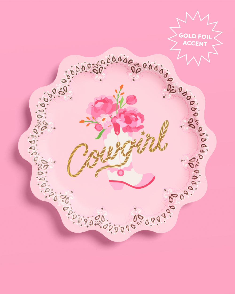 Cowgirl Plates - 24 foil paper plates
