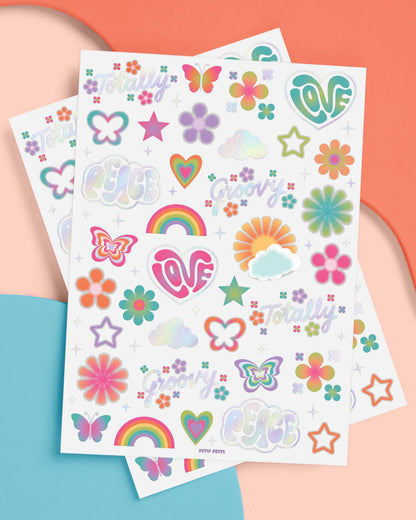 Groovy Rainbow Tats - 68 temporary tattoos