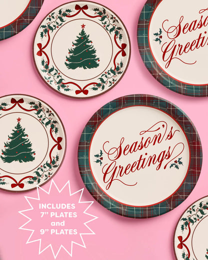 Seasons Greetings Plates - 16 or 32 paper plates