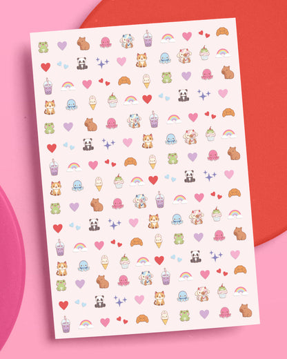 Kawaii Animals Nail Stickers - 600pc set