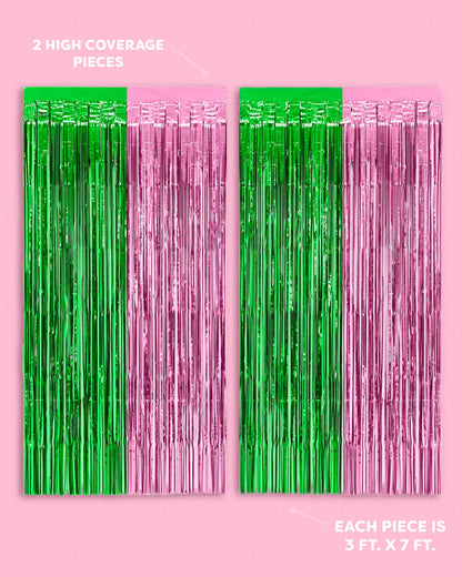 Pink + Green Curtain - pink + green foil curtain