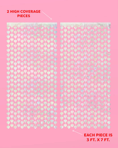 Shimmer Heart Curtain - iridescent foil curtain