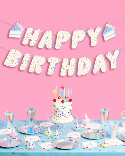 Bday Cake Banner - iridescent foil banner