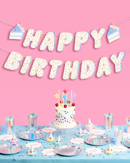 Bday Cake Banner - iridescent foil banner
