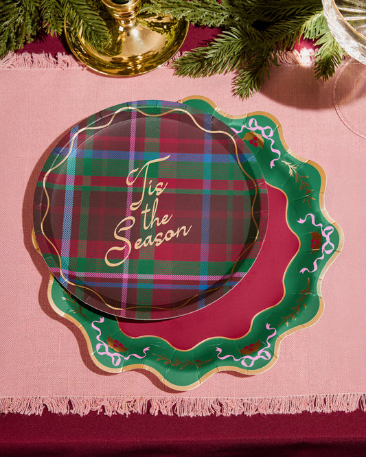 Tis the Season Plate Set - 32 paper plates, 2 sizes