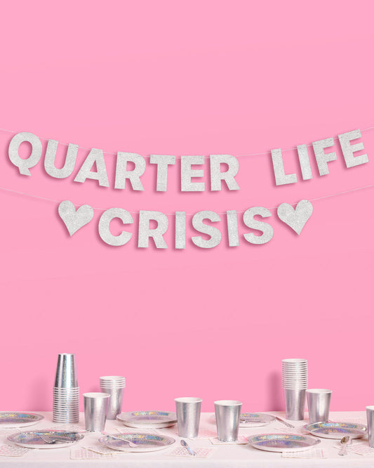 Crisis Averted Banner - silver glitter banner