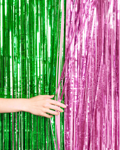 Pink + Green Curtain - pink + green foil curtain