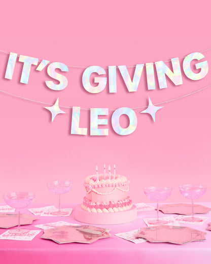 It's Giving Leo Banner - iridescent foil banner