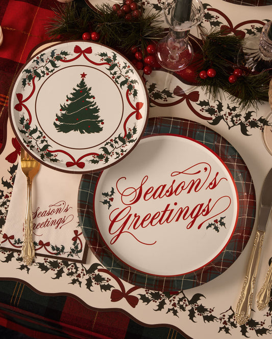 Seasons Greetings Plates - 16 or 32 paper plates