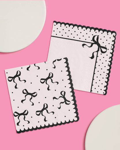 Little Black Bow Napkins - 24 paper napkins