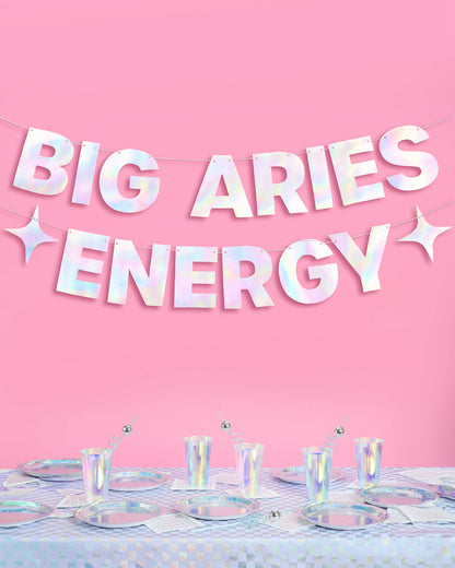 Big Aries Energy Banner - iridescent foil banner