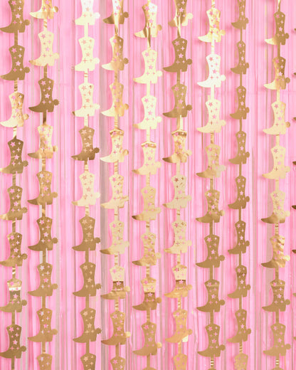 Gold Cowgirl Curtain Pack - cowgirl boot + fringe curtains