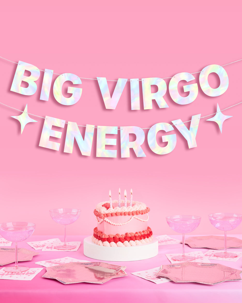 Big Virgo Energy Banner - iridescent foil banner