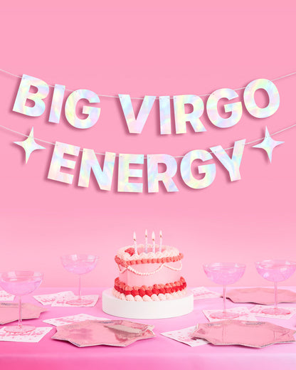 Big Virgo Energy Banner - iridescent foil banner