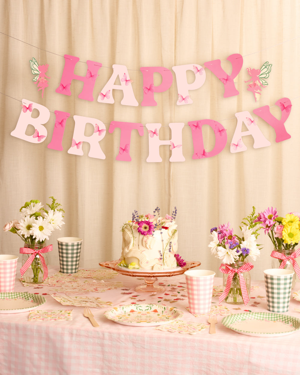 Garden Fairy Banner - 3D paper banner