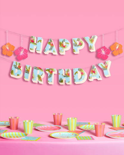 Tropical Birthday Banner - matte colorful banner