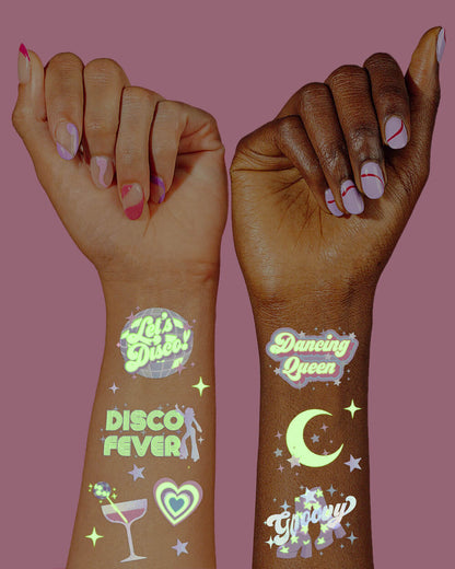 Disco Glo Tats - 48 foil temporary tattoos