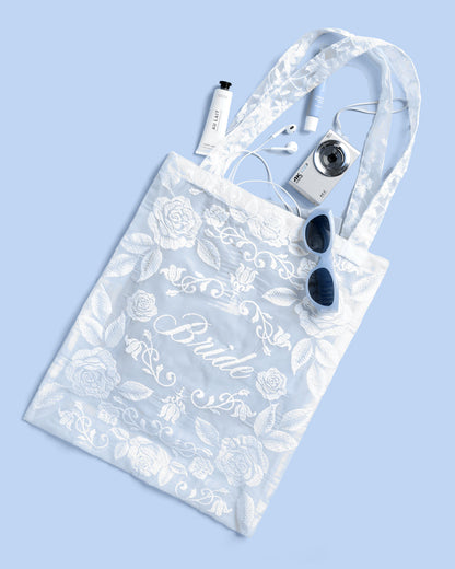 Bride Lace Tote - embroidered tote bag