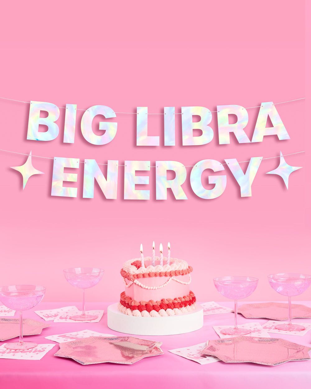 Big Libra Energy Banner - iridescent foil banner