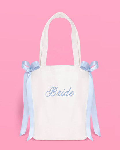 Tying the Knot Tote - embroidered canvas tote w. bows