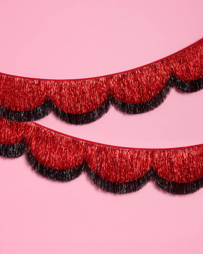 Red + Black Scallop Fringe - scalloped banner