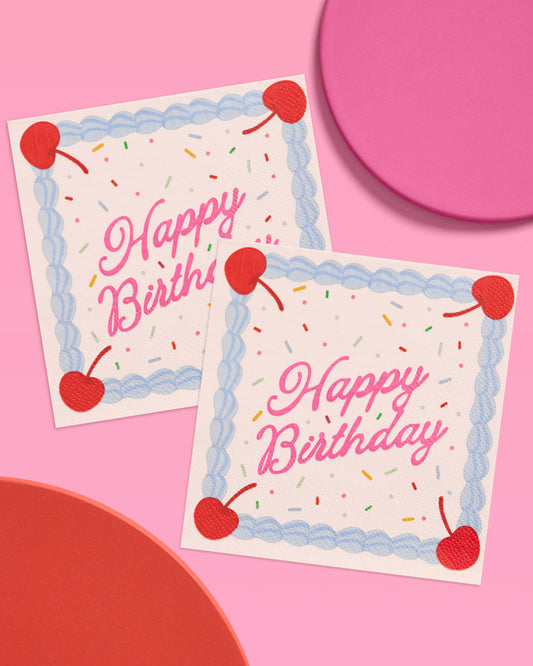 Bday Cake Napkins - 25 sprinkle napkins