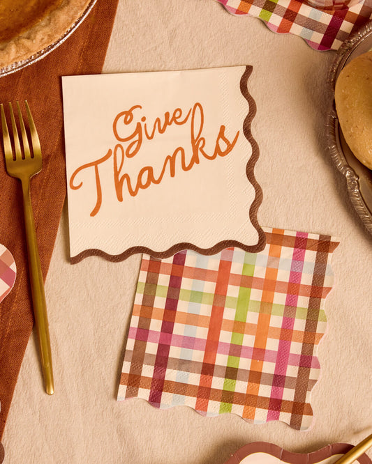 Give Thanks Napkins - fall cocktail napkins
